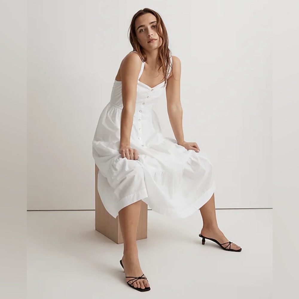 NWT Madewell Button-Front Tiered Midi Dress